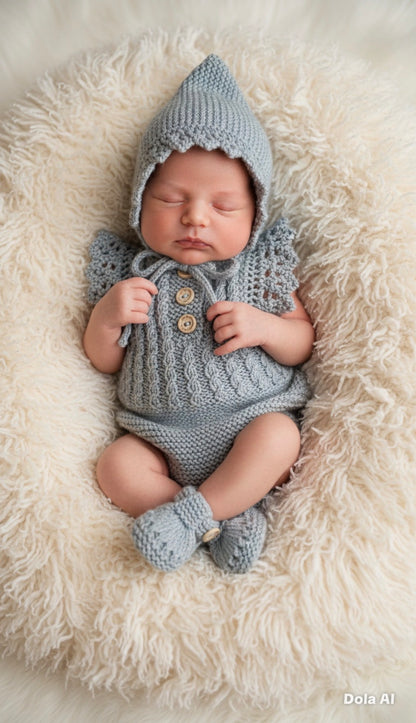"Florence” Romper Knitting pattern for Reborn doll 16 -22” or 0-3 Month Old Baby