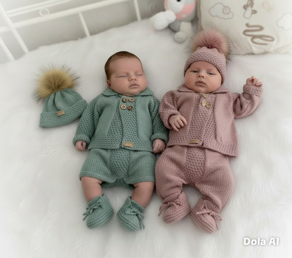 "Walnut” 4 piece knitting pattern set for a reborn doll 16 -22” or 0-3 Month Old Baby
