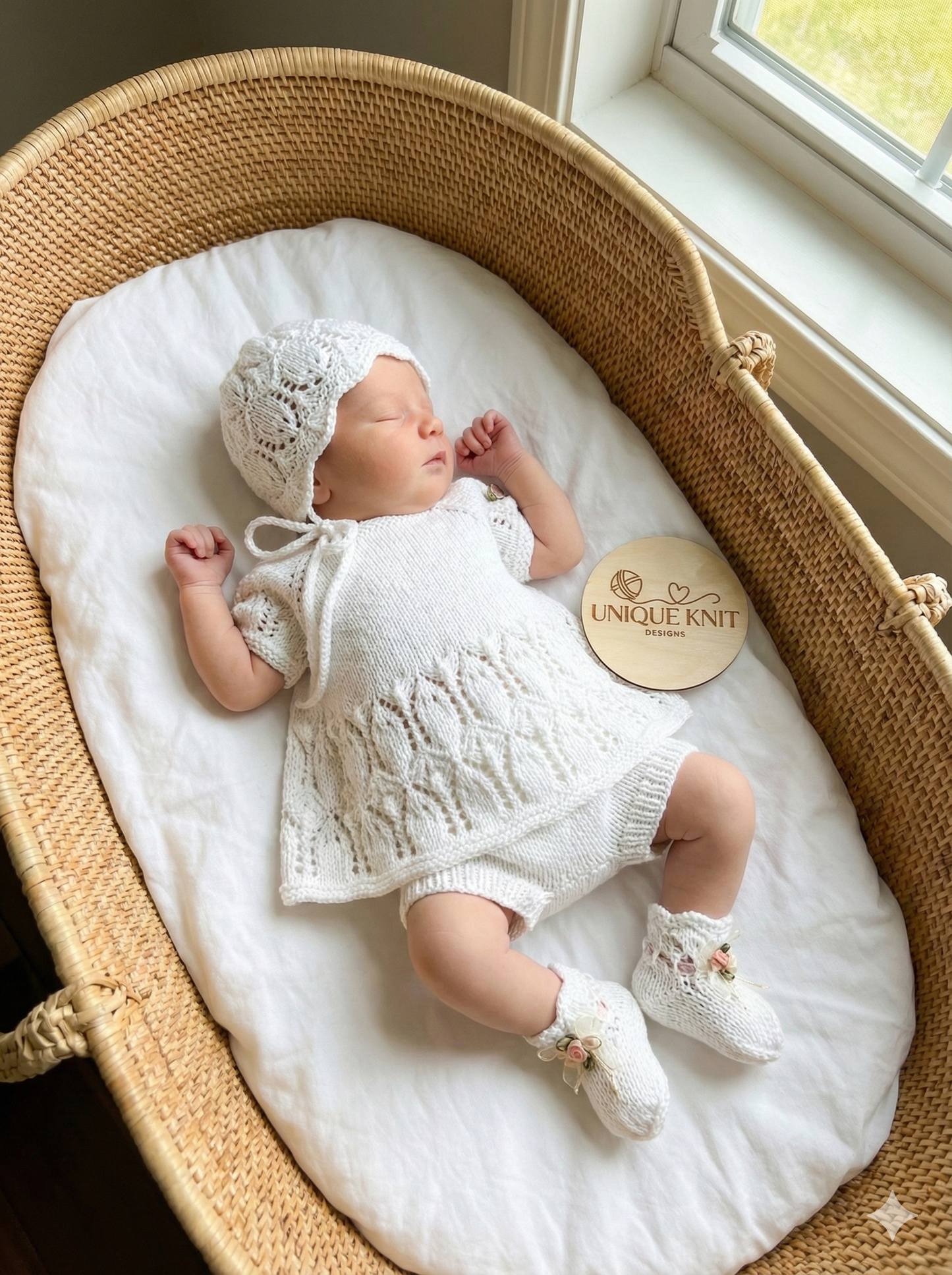 "Edith” 4 Piece Knitting pattern set for Reborn doll 16 -22” or 0-3 Month Old Baby