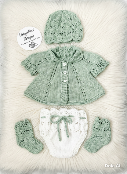 "Beatrice” Multi-piece Knitting pattern for Reborn doll 16 -22” or 0-3 Month Old Baby