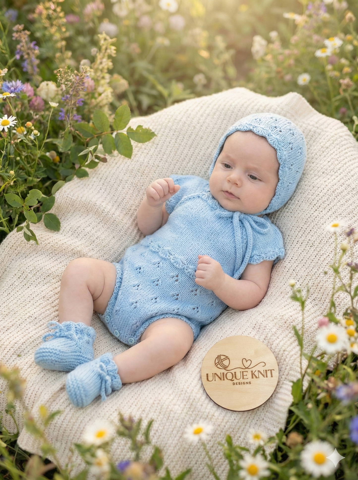 "Angel” Romper Knitting pattern for Reborn doll 16 -22” or 0-3 Month Old Baby