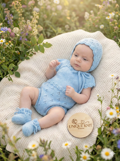 "Angel” Romper Knitting pattern for Reborn doll 16 -22” or 0-3 Month Old Baby