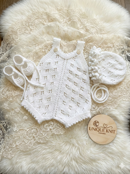 "Citrus” Romper Knitting pattern for Reborn doll 16 -22” or 0-3 Mth Old Baby