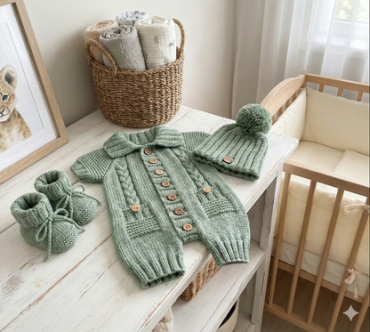 "Acorn" Romper Set Knitting pattern for Reborn doll 16 - 22” or 0-3 Mth Old Baby