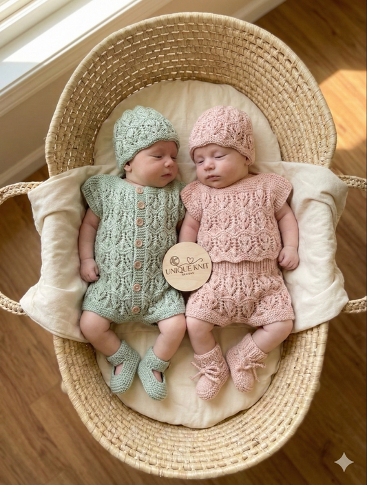 "Zara ” Multi Piece set knitting pattern for reborn doll 16-22" or 0-3 month old baby