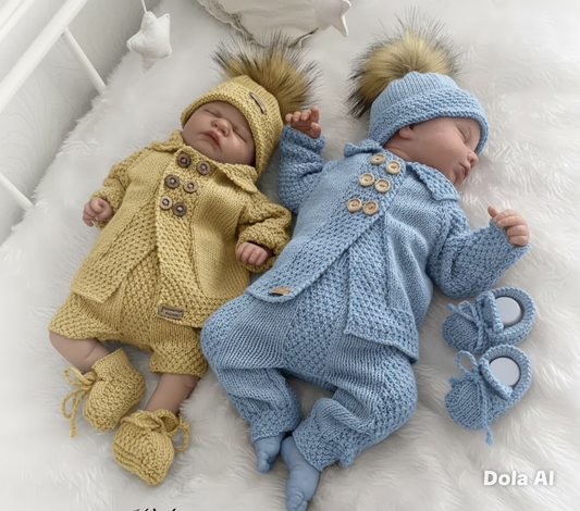 "Walnut” 4 piece knitting pattern set for a reborn doll 16 -22” or 0-3 Month Old Baby