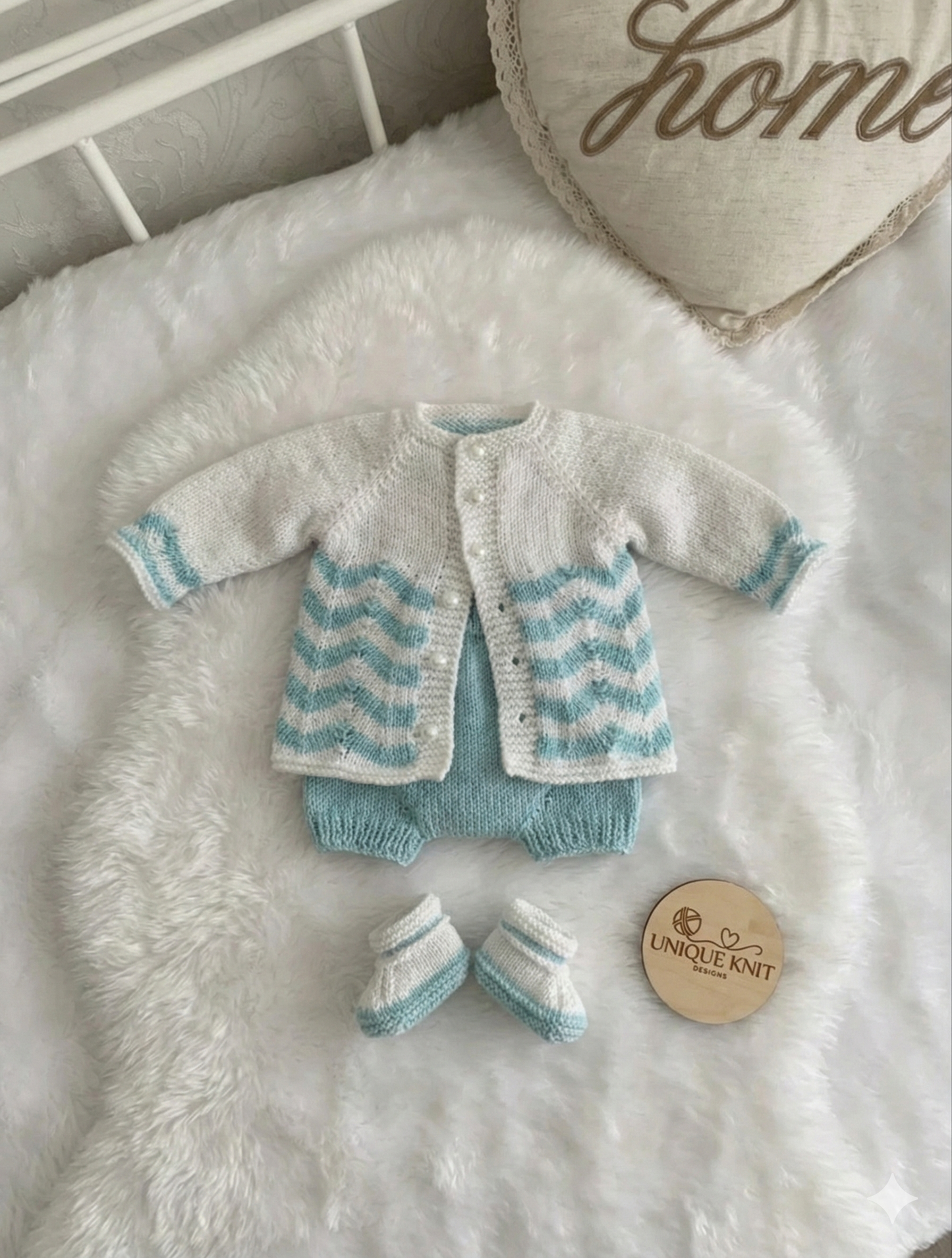 "Thistle” Top / Cardigan 4 piece set Knitting pattern for Reborn doll 16 -22” or 0-3 Mth Old Baby
