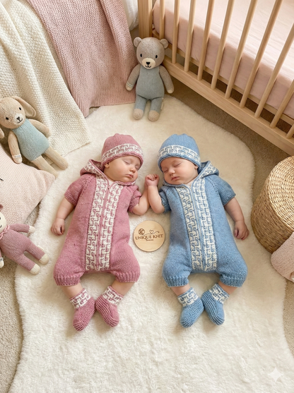 "Tetris” Romper Knitting pattern set for Reborn doll 16 -22” or 0-3 Month Old Baby