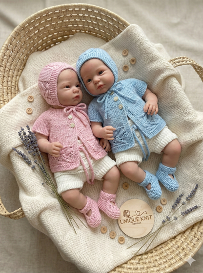 "Heather ” Sideways made Knitting pattern for Reborn doll 16 -22” or 0-3 Mth Old Baby