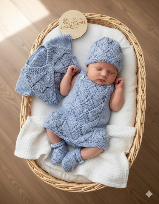 "Lou Lou” 4 Piece Set Knitting pattern for Reborn doll 16-22” or 0-3 Month Old Baby