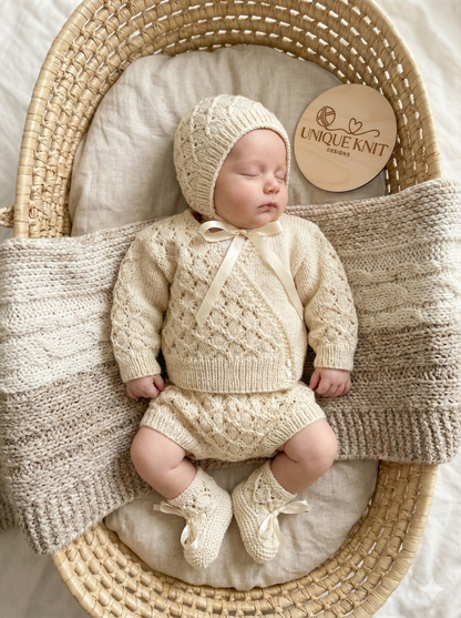 "Caraway” 4 Piece Set Knitting pattern for Reborn doll 16-22” or 0-3 Month Old Baby