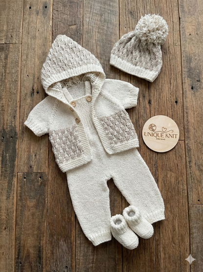 "Popcorn” 4 Piece set Knitting pattern for Reborn doll 16 -22” or 0-3 Month Old Baby