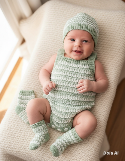 "Kiwi” Romper Knitting pattern set for Reborn doll 16 -22” or 0-3 Month Old Baby