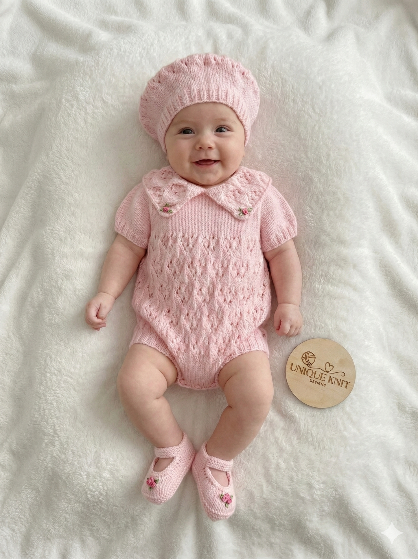 "Lillies ” Romper Knitting pattern for Reborn doll 16 -22” or 0-3 Mth Old Baby