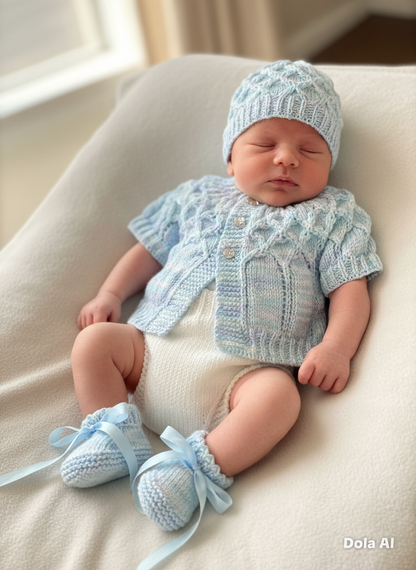 "Sugar & Spice” Multi-piece Knitting pattern for Reborn doll 16 -22” or 0-3 Month Old Baby