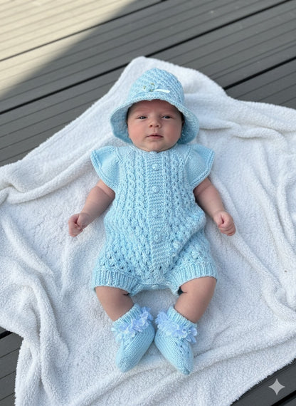 "Ruffle” Romper Knitting pattern for Reborn doll 16 -22” or 0-3 Month Old Baby