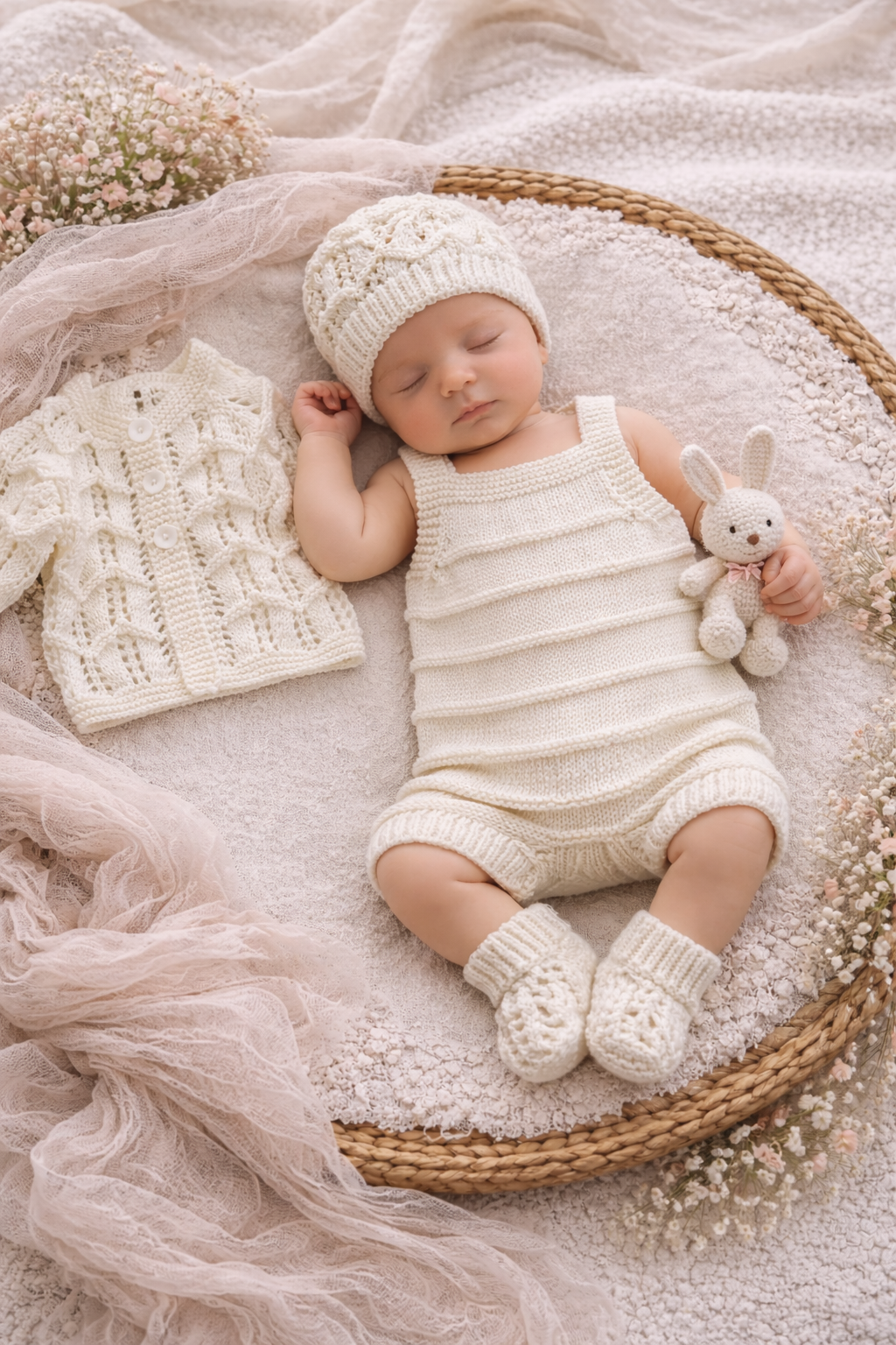 "Amari” Multi-piece Knitting pattern for Reborn doll 16 -22” or 0-3 Month Old Baby