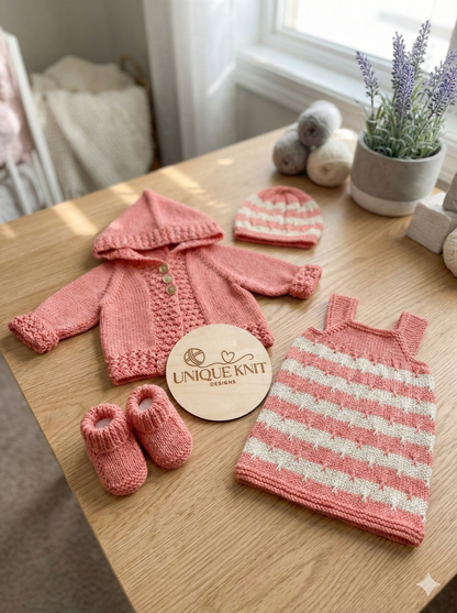 "Jack & Jill” Romper and Dress set Knitting pattern for Reborn doll 16 -22” or 0-3 Month Old Baby