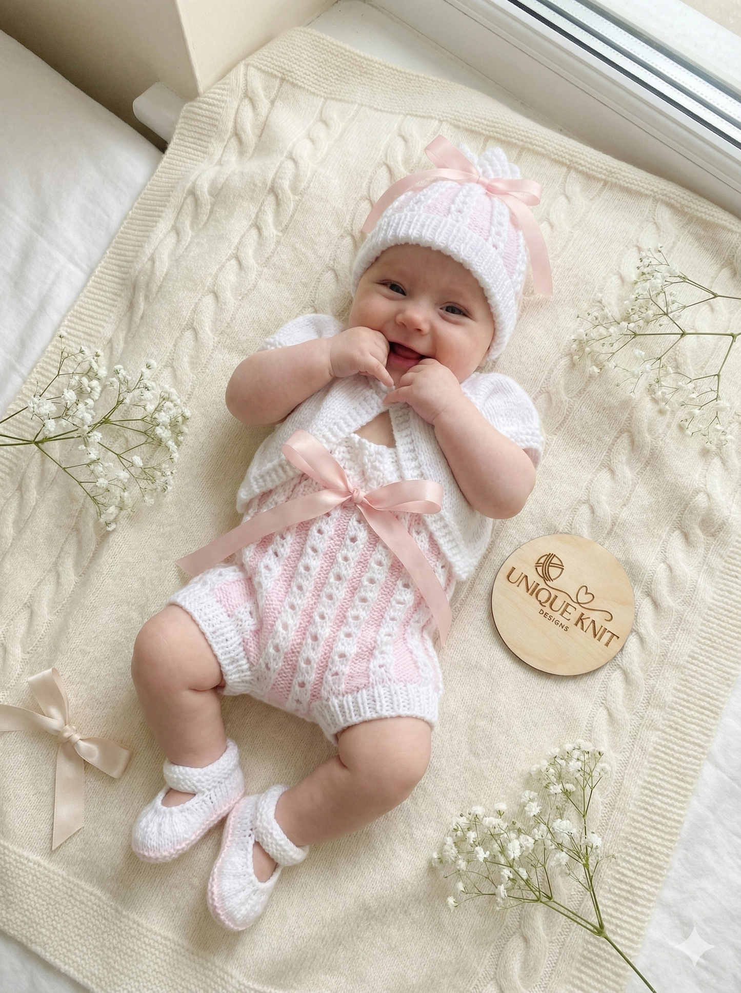 "Rosebud” Summer set Knitting pattern for Reborn doll 16 -22” or 0-3 Mth Old Baby