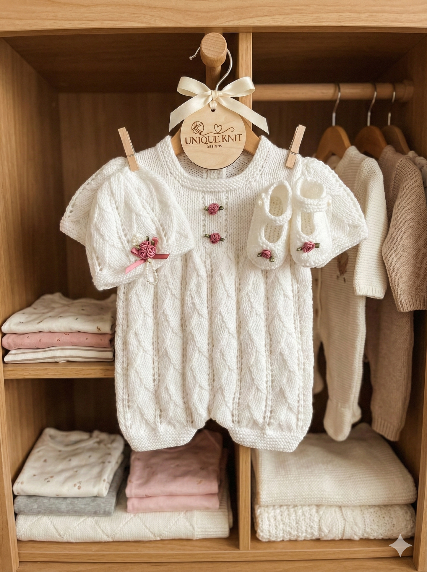 "Roses ” Romper Knitting pattern for Reborn doll 16 -22” or 0-3 Mth Old Baby