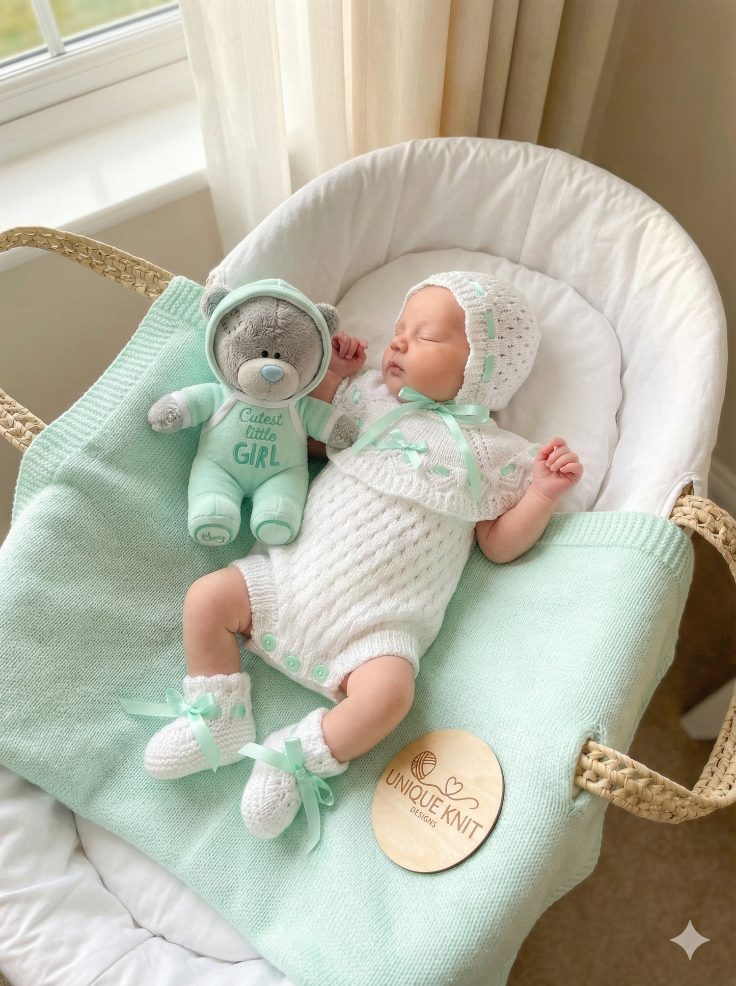 "Crystal” Romper Knitting pattern for Reborn doll 16 -22” or 0-3 Mth Old Baby