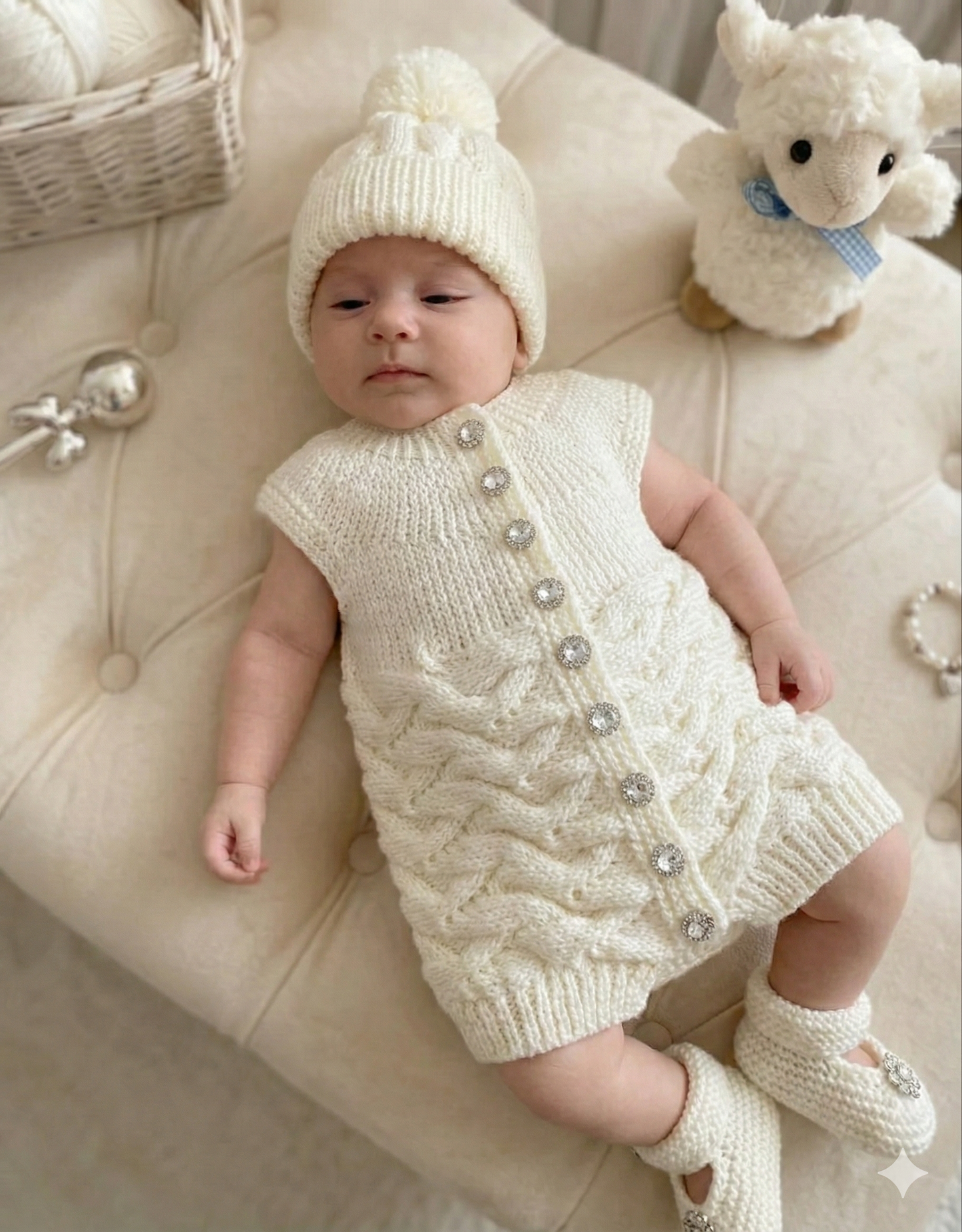 "Gardenia ” Sideways made Knitting pattern for Reborn doll 16 -22” or 0-3 Mth Old Baby