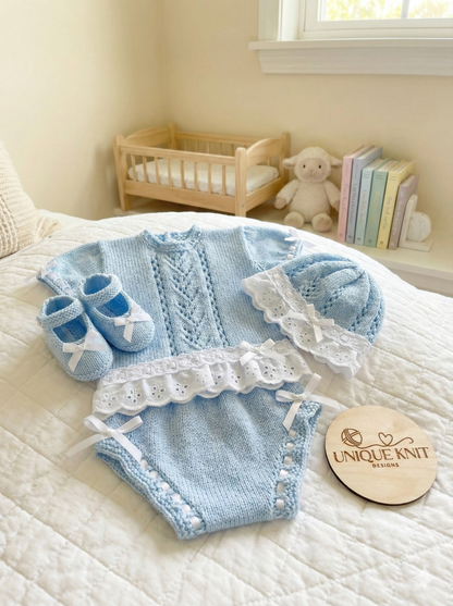 "Sweetpea ” Angel Set Knitting pattern for Reborn doll 16 -22” or 0-3 Mth Old Baby