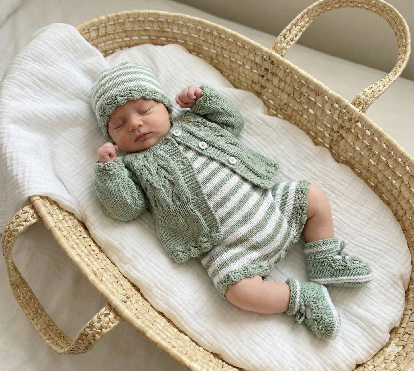 "Violets” 4 Piece Set Knitting pattern for Reborn doll 18-22” or 0-3 Mth Old Baby