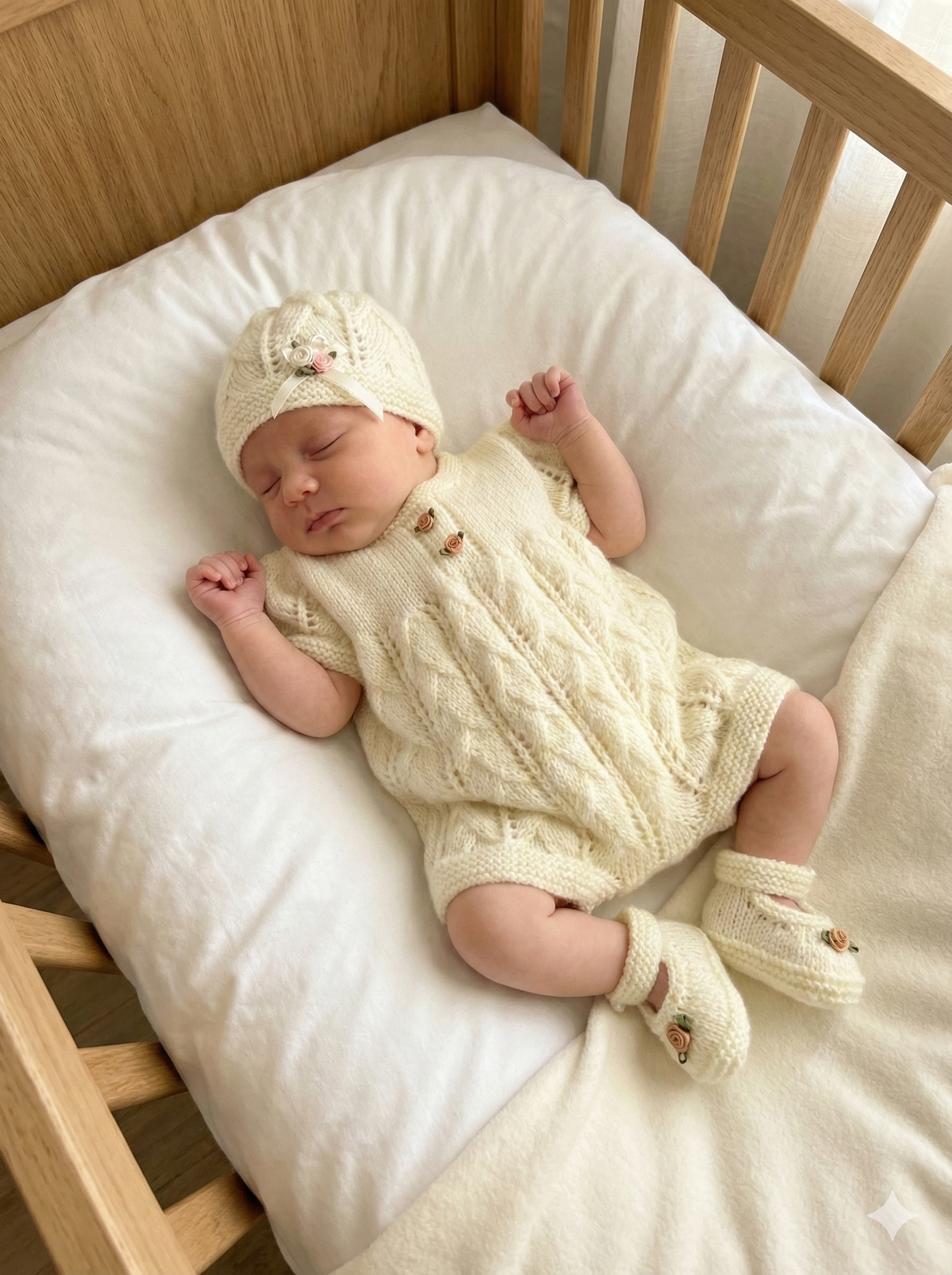 "Roses ” Romper Knitting pattern for Reborn doll 16 -22” or 0-3 Mth Old Baby