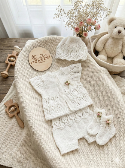 "Edith” 4 Piece Knitting pattern set for Reborn doll 16 -22” or 0-3 Month Old Baby