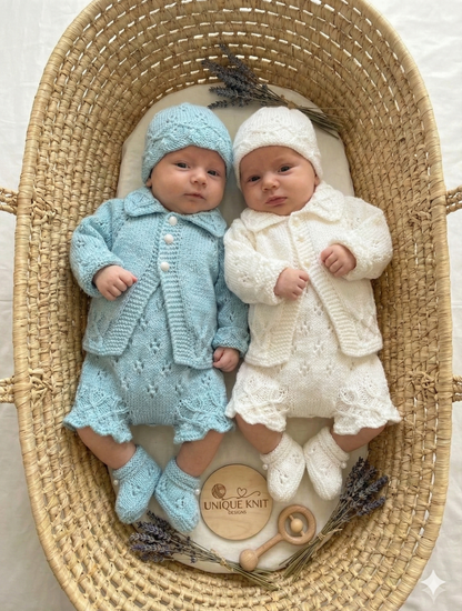 "Iris” cardigan Knitting pattern for Reborn doll 16 -22” or 0-3 Mth Old Baby