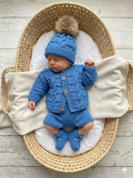 "Poppy ” 4 Piece Set Knitting pattern for Reborn doll 16 -22” or 0-3 Mth Old Baby