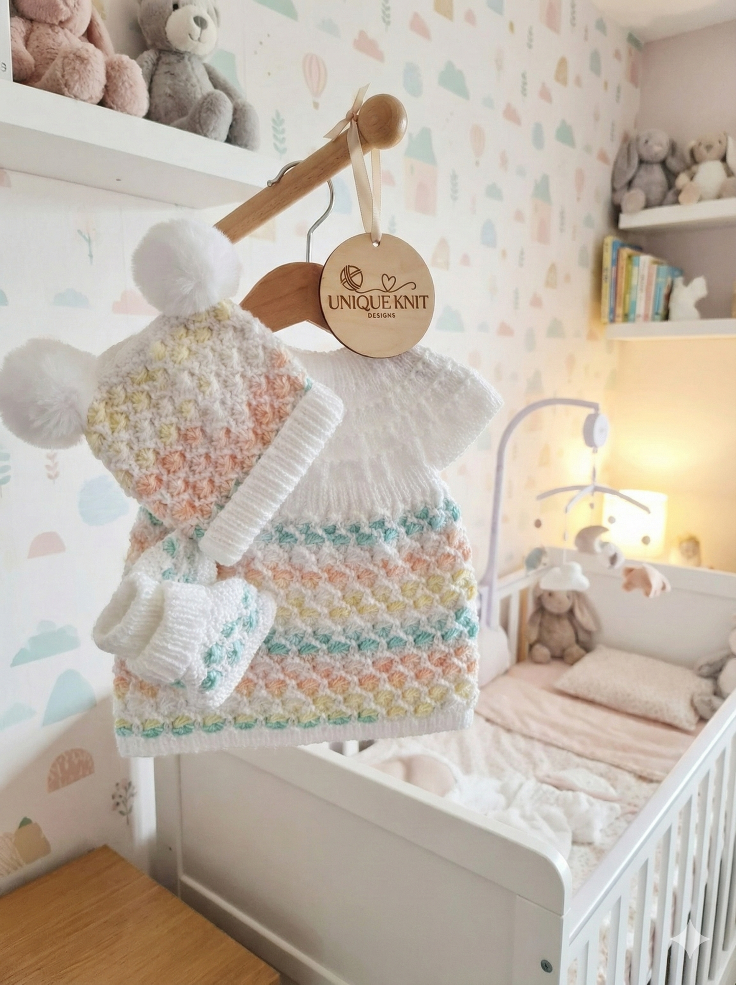 "Bubbles” 3 Piece Knitting pattern set for Reborn doll 16 -22” or 0-3 Month Old Baby