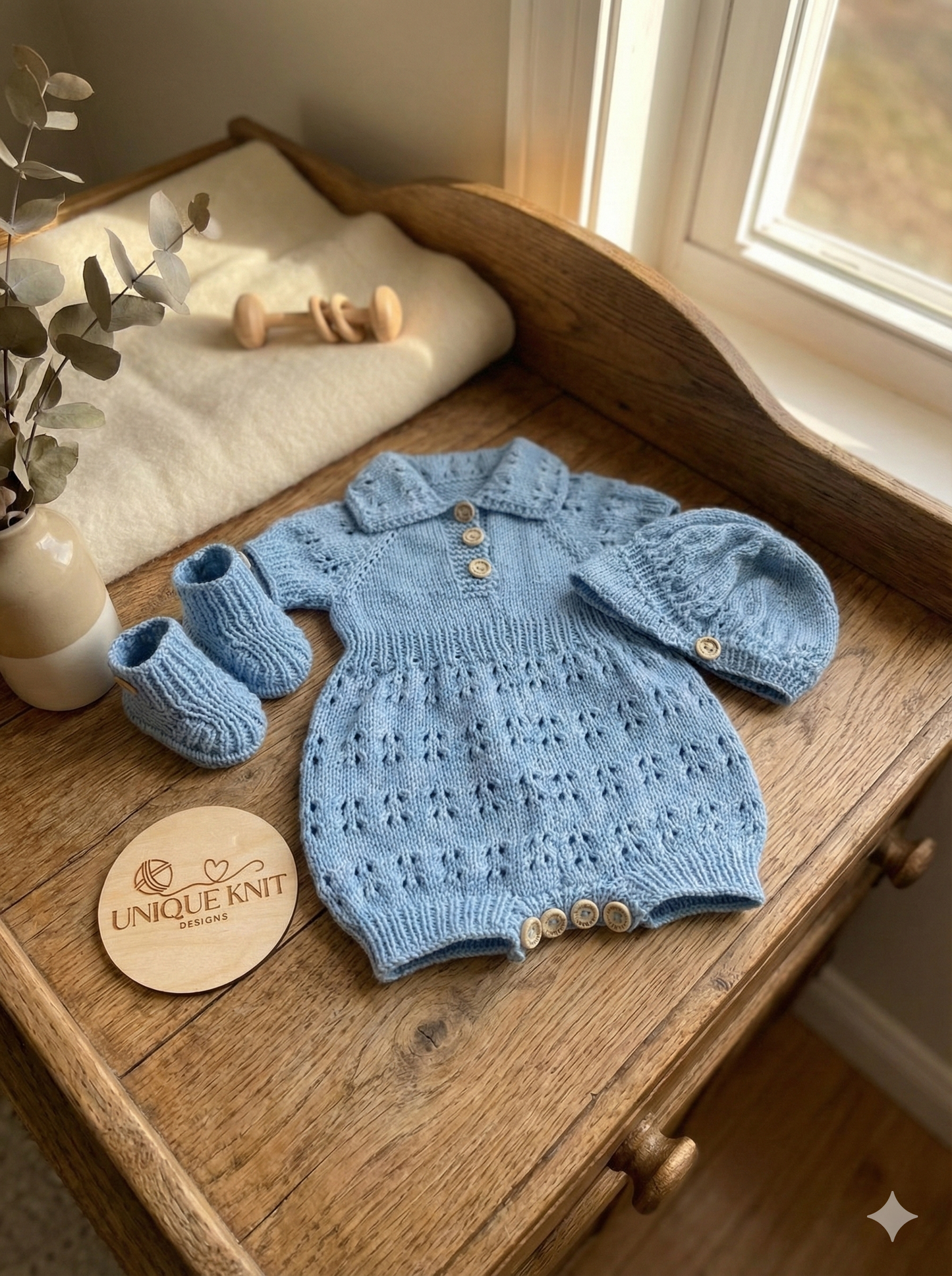 "Lotus ” Romper Knitting pattern for Reborn doll 16 -22” or 0-3 Mth Old Baby