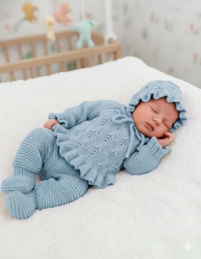 "Jade” 3 piece set knitting pattern for reborn doll 16-22" or 0-3 month old baby