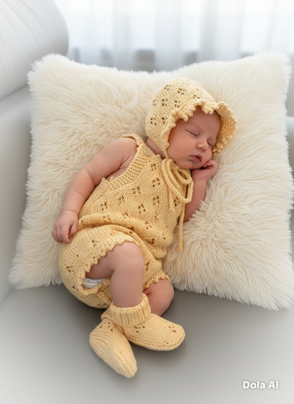 "Citrus” Romper Knitting pattern for Reborn doll 16 -22” or 0-3 Mth Old Baby