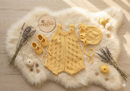 "Citrus” Romper Knitting pattern for Reborn doll 16 -22” or 0-3 Mth Old Baby
