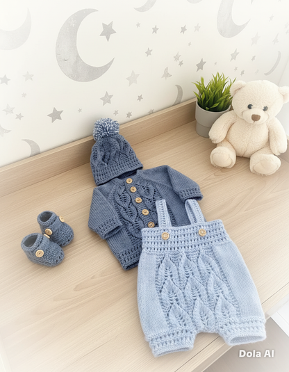 "Oregano” 4 Piece Set Knitting pattern for Reborn doll 16-22” or 0-3 Mth Old Baby