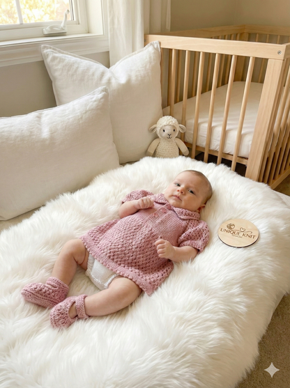 "Lavender” All-in-one dress Knitting pattern for Reborn doll 16 -22” or 0-3 Mth Old Baby