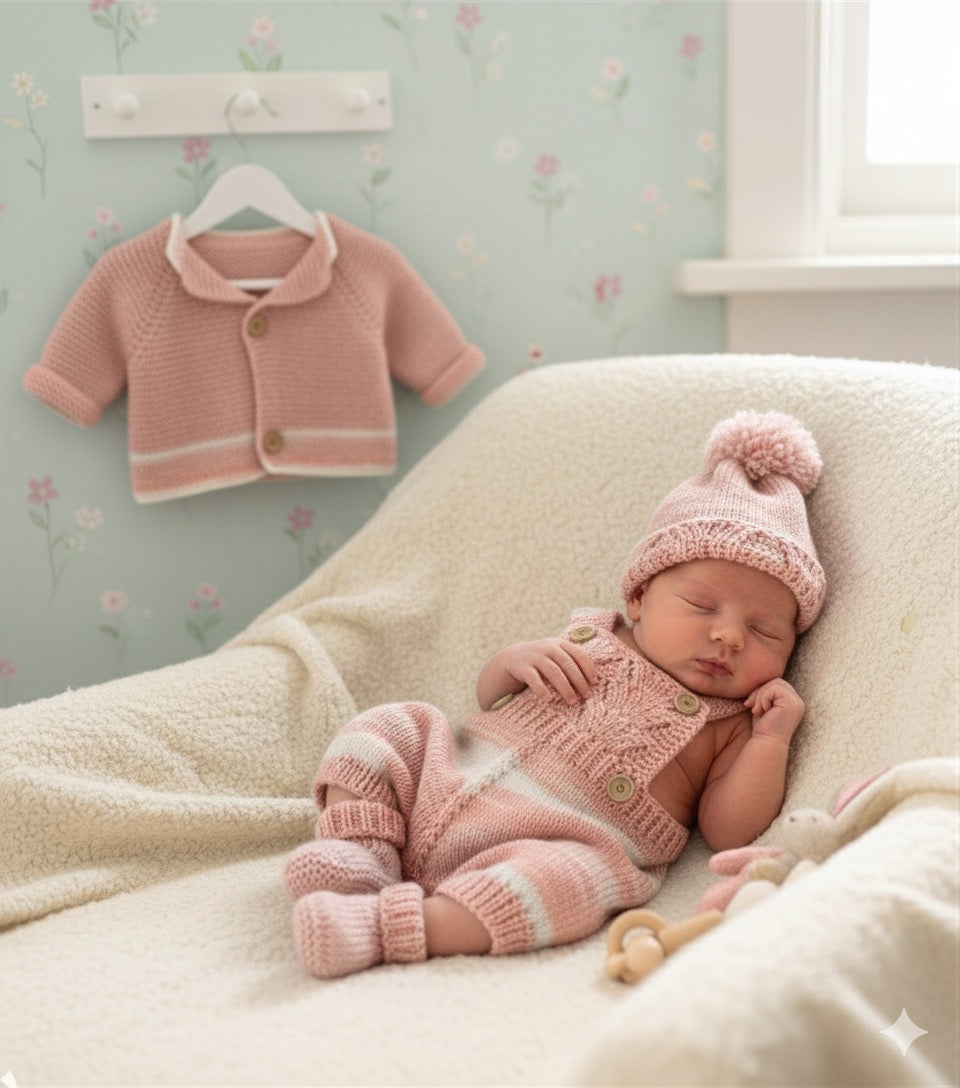 "Capri ” 4 Piece Set Knitting pattern for Reborn doll 16-22” or 0-3 Mth Old Baby