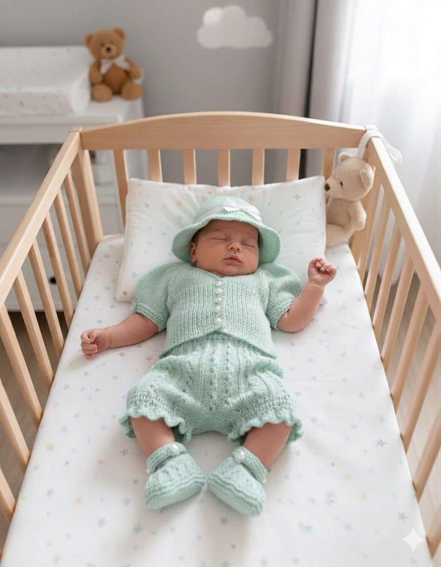 "Apricot” 4-piece set knitting pattern for Reborn doll 16 -22” or 0-3 Month Old Baby