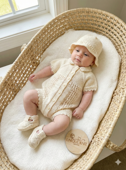 "Clover” Romper Knitting pattern for Reborn doll 16 -22” or 0-3 Mth Old Baby