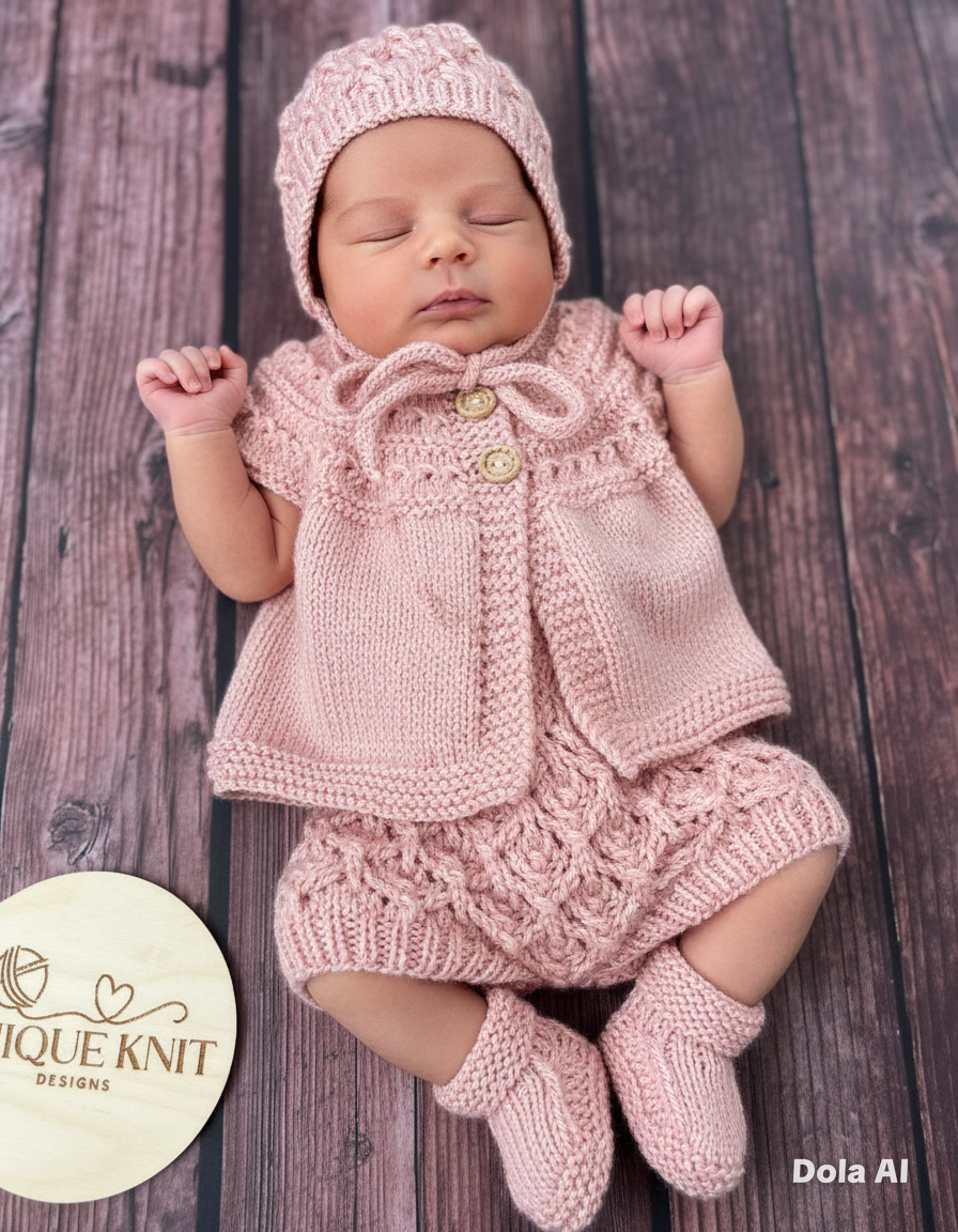 "Rianne” 4 Piece Knitting pattern set for Reborn doll 16 -22” or 0-3 Month Old Baby