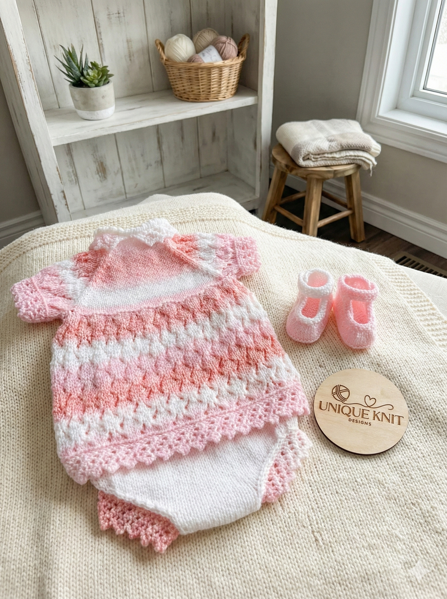 "Daisy” Romper and Dress set Knitting pattern for Reborn doll 16 -22” or 0-3 Mth Old Baby