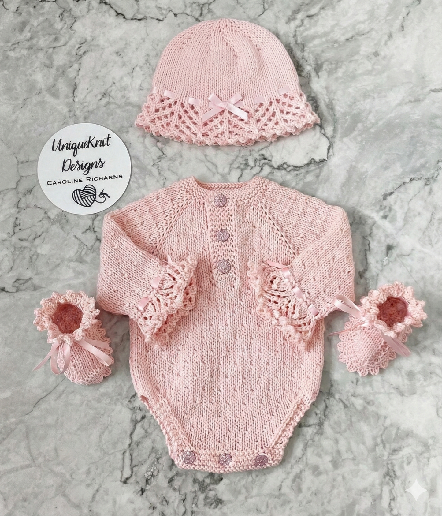 "Chelsea" Romper knitting pattern for reborn doll 16-22" or 0-3 Month old baby