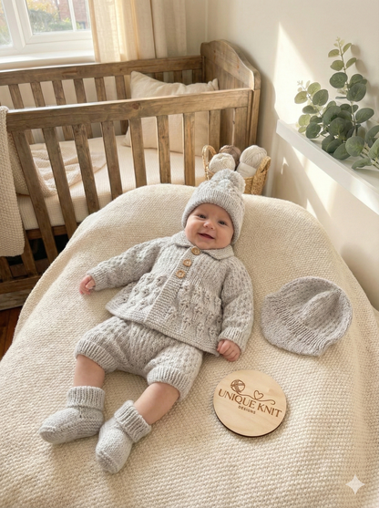 "Blueberry” 5 Piece set knitting pattern for reborn doll 16-22" or 0-3 month old baby