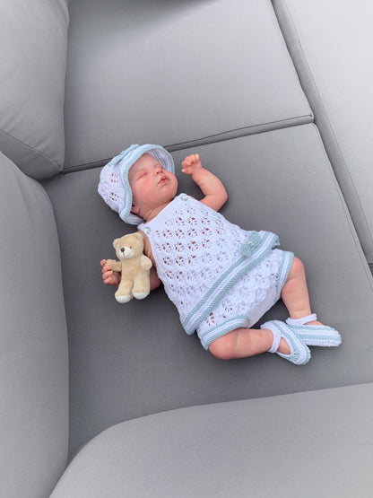 "Olive” 4 Piece Set Knitting pattern for Reborn doll 16-22” or 0-3 Month Old Baby