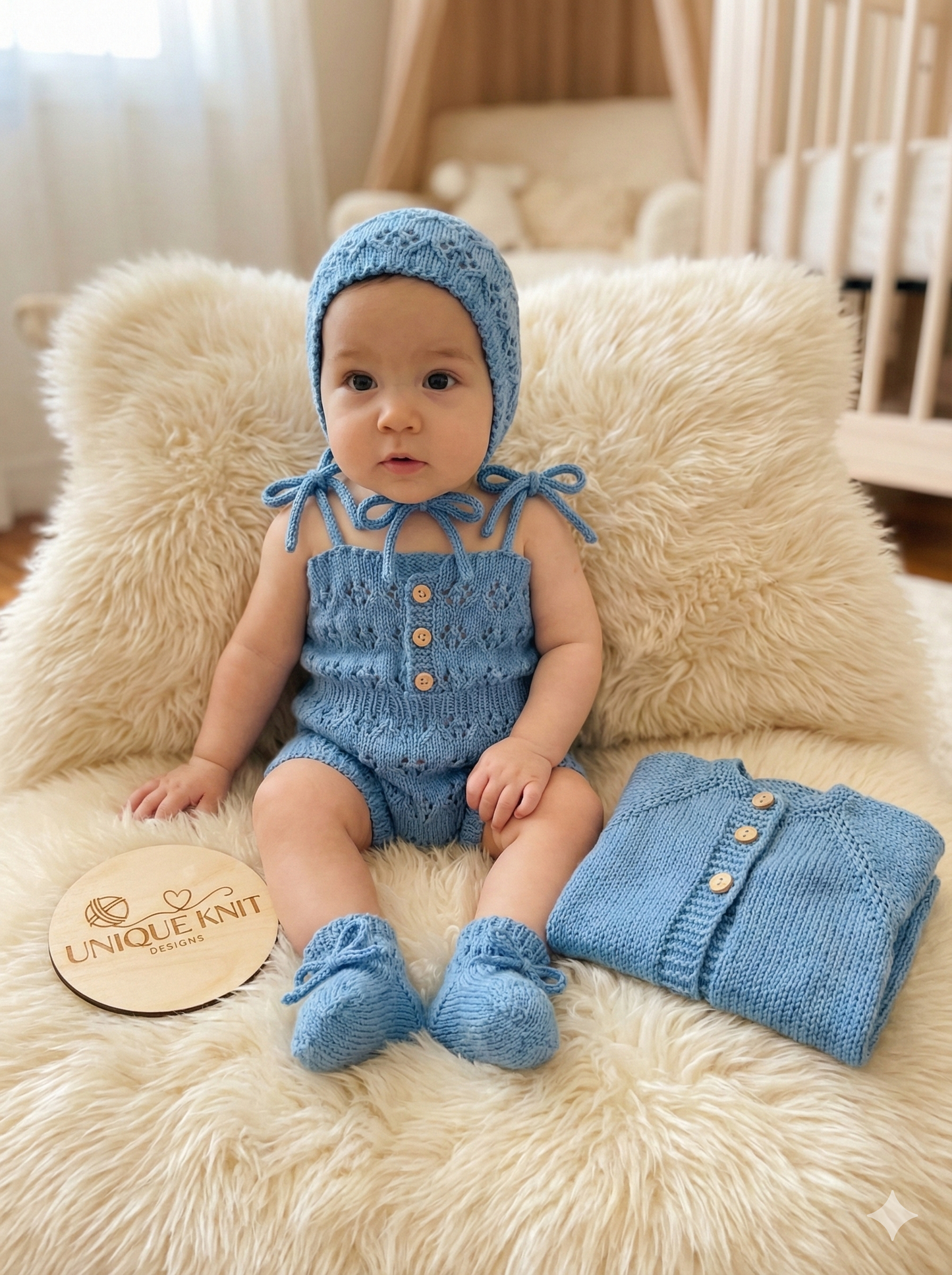 "Davina” 4 piece Set Knitting pattern for Reborn doll 16-22” or 0-3 Month Old Baby