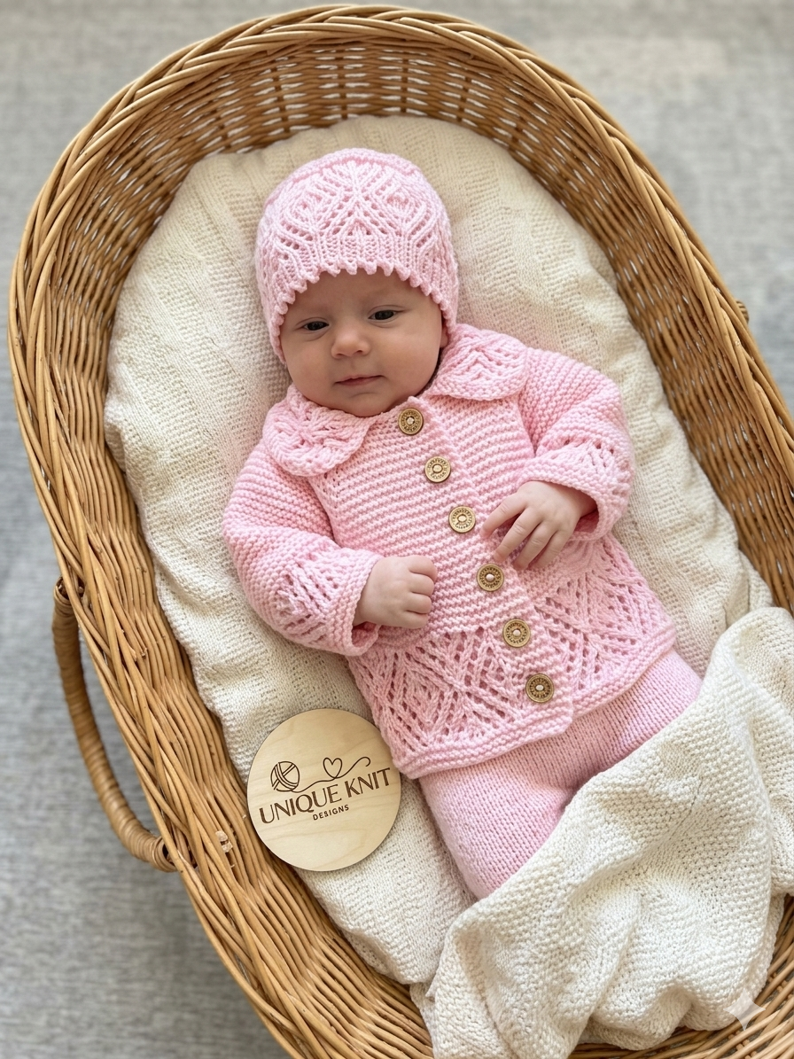 "Sapphire” 3 piece Knitting pattern set for Reborn doll 16 -22” or 0-3 Month Old Baby