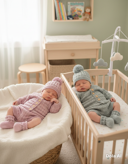 "Tate & Kate” 4 Piece Set Knitting pattern for Reborn doll 16-24” or 0-6 Mth Old Baby